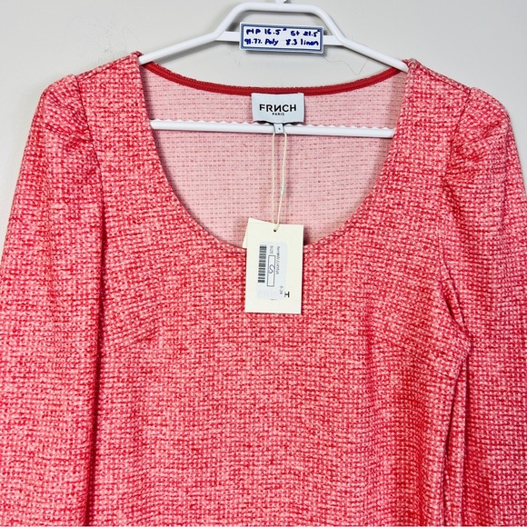 FRNCH PARIS Pink Jael Ruffle Should Crew Neck Long Sleeve Top  Women size S - Picture 7 of 16